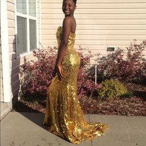 Gold Sequin Prom Dress